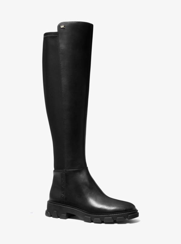 Damske Vysoke Cizmy Michael Kors Ridley Leather Čierne - Topanky Michael Kors Akcia | GKEJI-4582